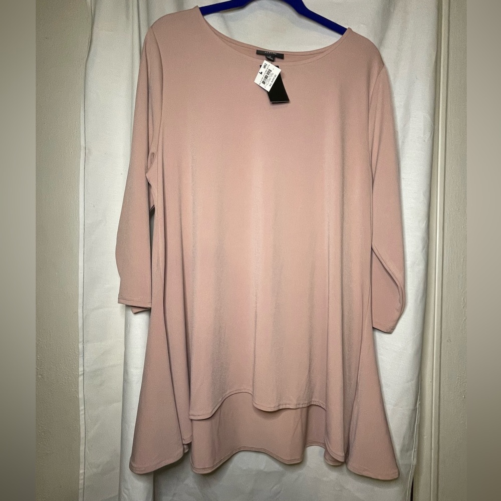 NWT Alfani Blush Mauve Pink "Pottery Clay" Long Blouse w/ Long Sleeves Size XL